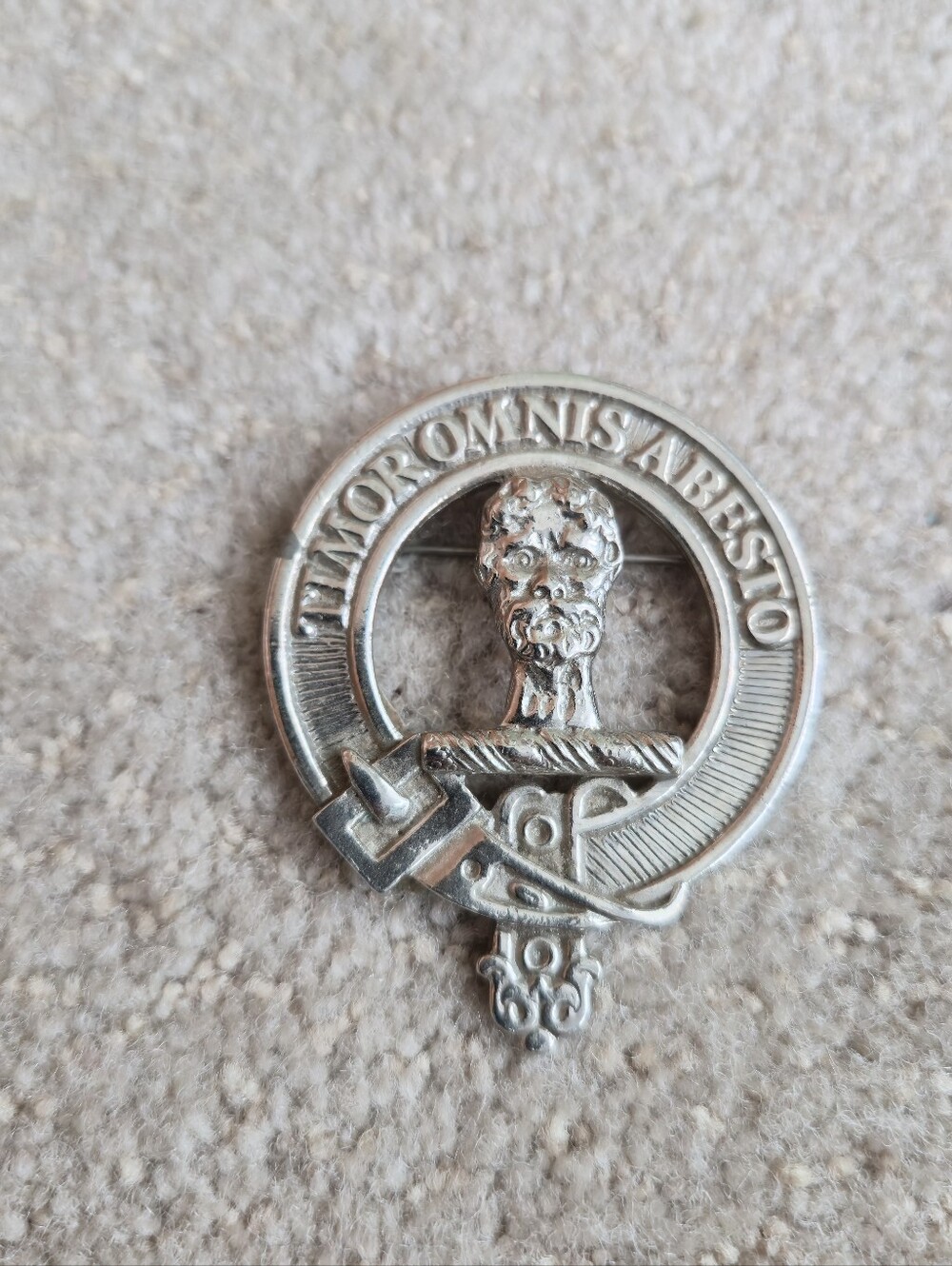 SCOTTISH CLAN BADGE, Clan Mac Nab, "TIMOR OMNIS ABESTO", Pewter Or Silver Plate
